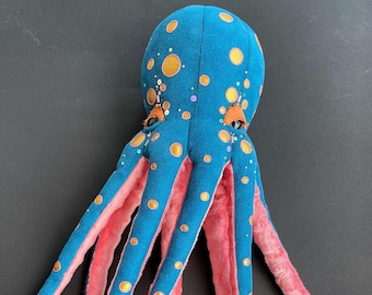 Octopus plush toy, stuffed sea animal, ocean nursery decor, unique gift for her, ooak doll, housewarming gift, handmade turquoise home decor