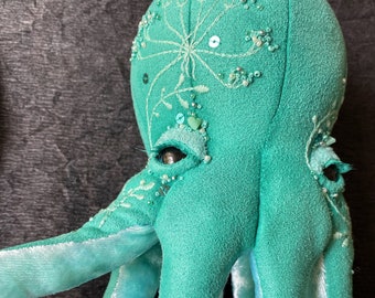 Handmade toy octopus in mint color / stuffed sea animal