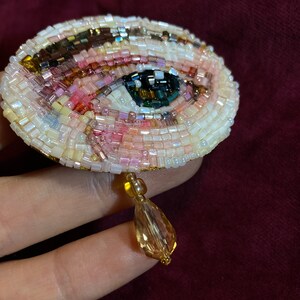 Beaded brooch Evil eye / embroidered jewelry / handmade accessories / unique gift for her image 4