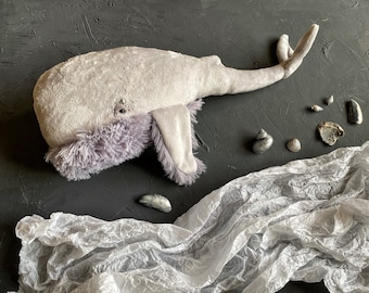Peluche de ballena gris / animal de peluche tierno / decoración de guardería para niño / regalo de Navidad para bebé