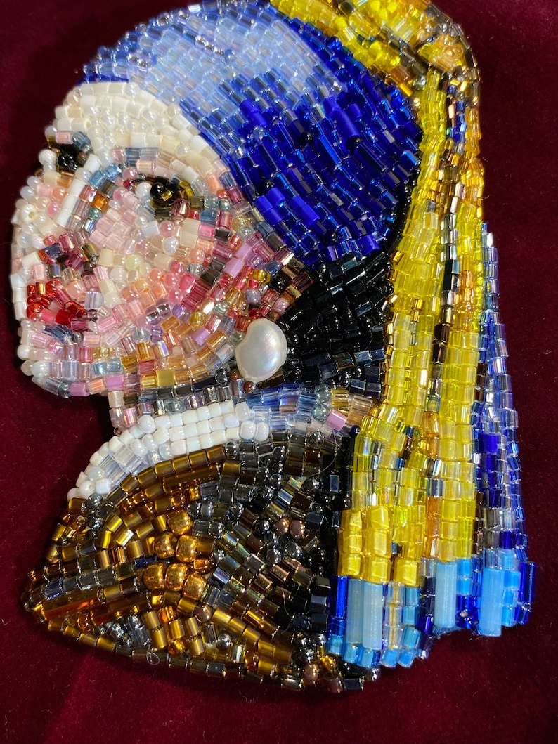 Beaded brooch famous painting / handmade jewelry / unique gift for her/ Christmas gift image 2