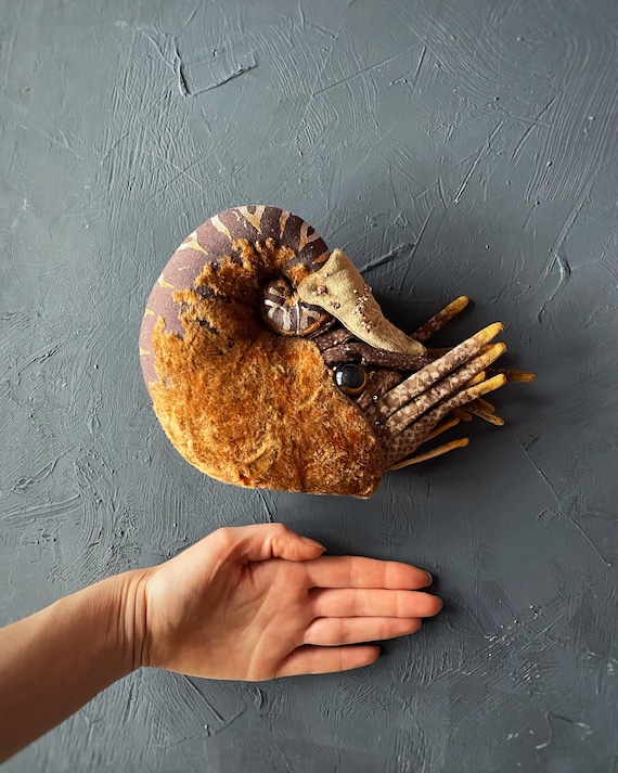Nautilus Home Decor, Ammonite Vintage Plush Art Toy, Nautical