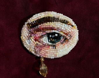 Beaded brooch Evil eye / embroidered jewelry / handmade accessories / unique gift for her