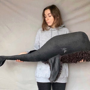 Giant black whale toy. Handmade home decor. Stuffed animals