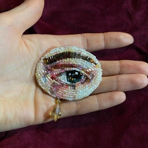 Beaded brooch Evil eye / embroidered jewelry / handmade accessories / unique gift for her image 8