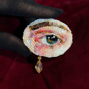 Beaded brooch Evil eye / embroidered jewelry / handmade accessories / unique gift for her image 5