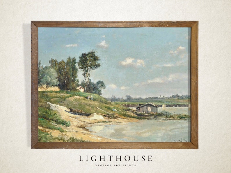 Lake Wall Art | Lake Farmhouse Painting | Summer Lake | PRINTABLE Digital Art 577 image 2