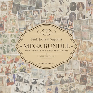 1000 CARD BUNDLE | Printable Junk Journal Supplies | Scrapbook Supplies | Junk Journal Kit | Ephemera Printable | Craft Paper Sheets