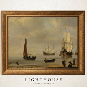 Antique Sailboat Painting | Fisherman Coastal Art | Nautical Art | PRINTABLE Digital Art 444