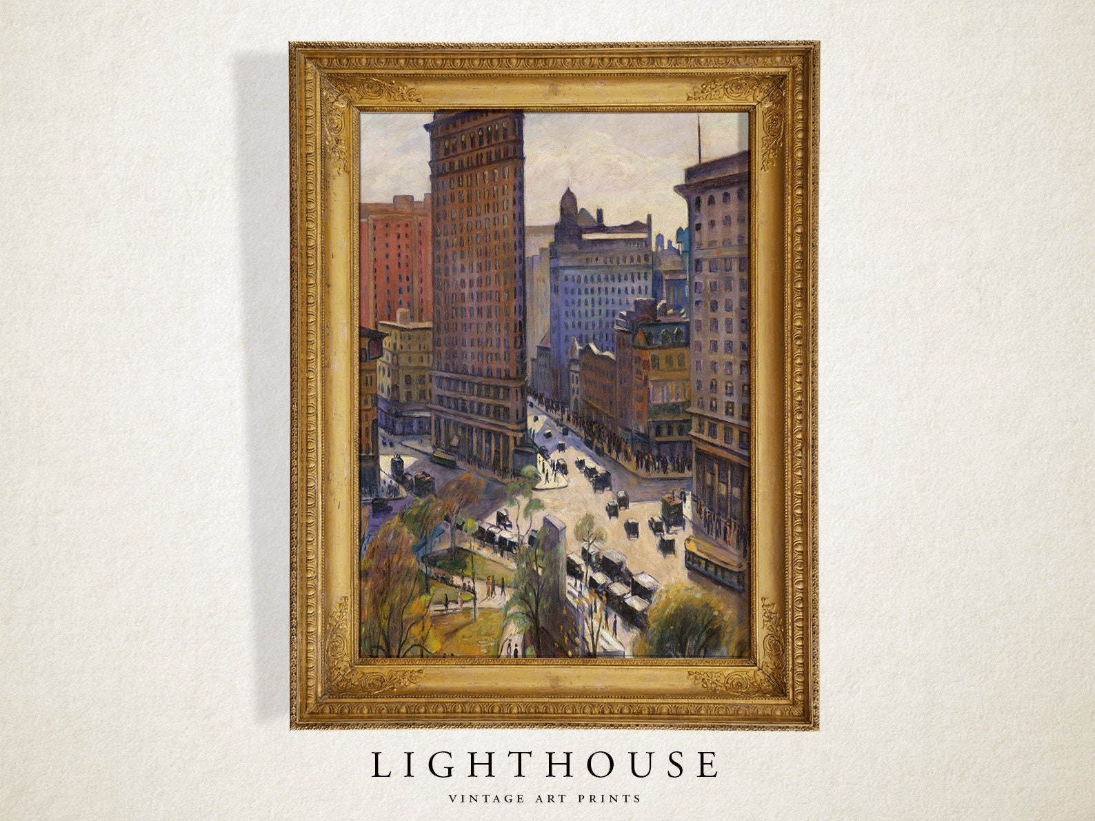 Vintage New York Painting Vintage Art Cottage Wall Decor Etsy