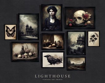 Dark Victorian Paintings SET of 10 | Vintage Moody Dark Academia Printable Gallery Wall Art | Vintage Prints PRINTABLE G10