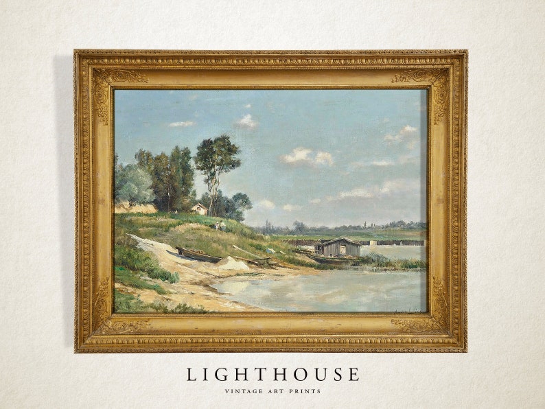 Lake Wall Art | Lake Farmhouse Painting | Summer Lake | PRINTABLE Digital Art 577 image 3