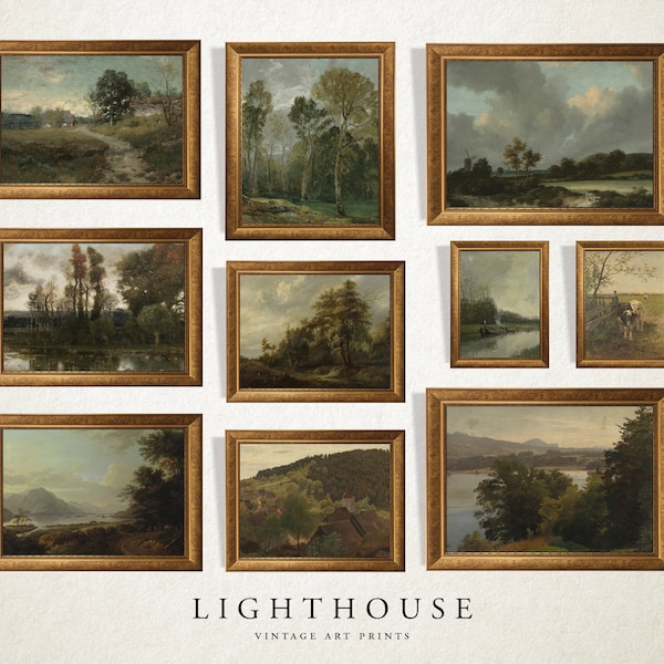 Vintage Gallery Wall Print SET of 10 | French Country Landscape Paintings PRINTABLE G5