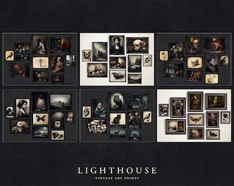Dark Academia Decor Wall Art Bundle Set: 60 Digital Paintings | Goth Decor | Vintage Moody Dark Academia Printable Gallery Wall Art