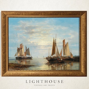Sail Boat | Vintage Nautical Painting | Muted Seascape Print| PRINTABLE Digital Art 292