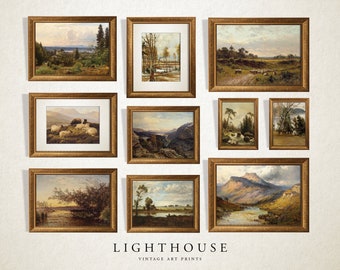 Vintage Rustic Nature Gallery Wall Paintings SET of 10 | Antique Prints PRINTABLE G4