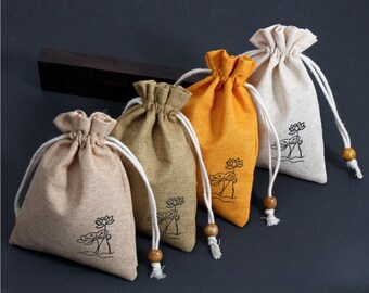 Zen Style Burlap Pouches for Making Fragrant Sachets, or Putting Jewelleries, Gifts and other Accessories  / Prevent Powder Leakage Design