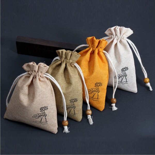 Zen Style Burlap Pouches for Making Fragrant Sachets, or Putting Jewelleries, Gifts and other Accessories  / Prevent Powder Leakage Design