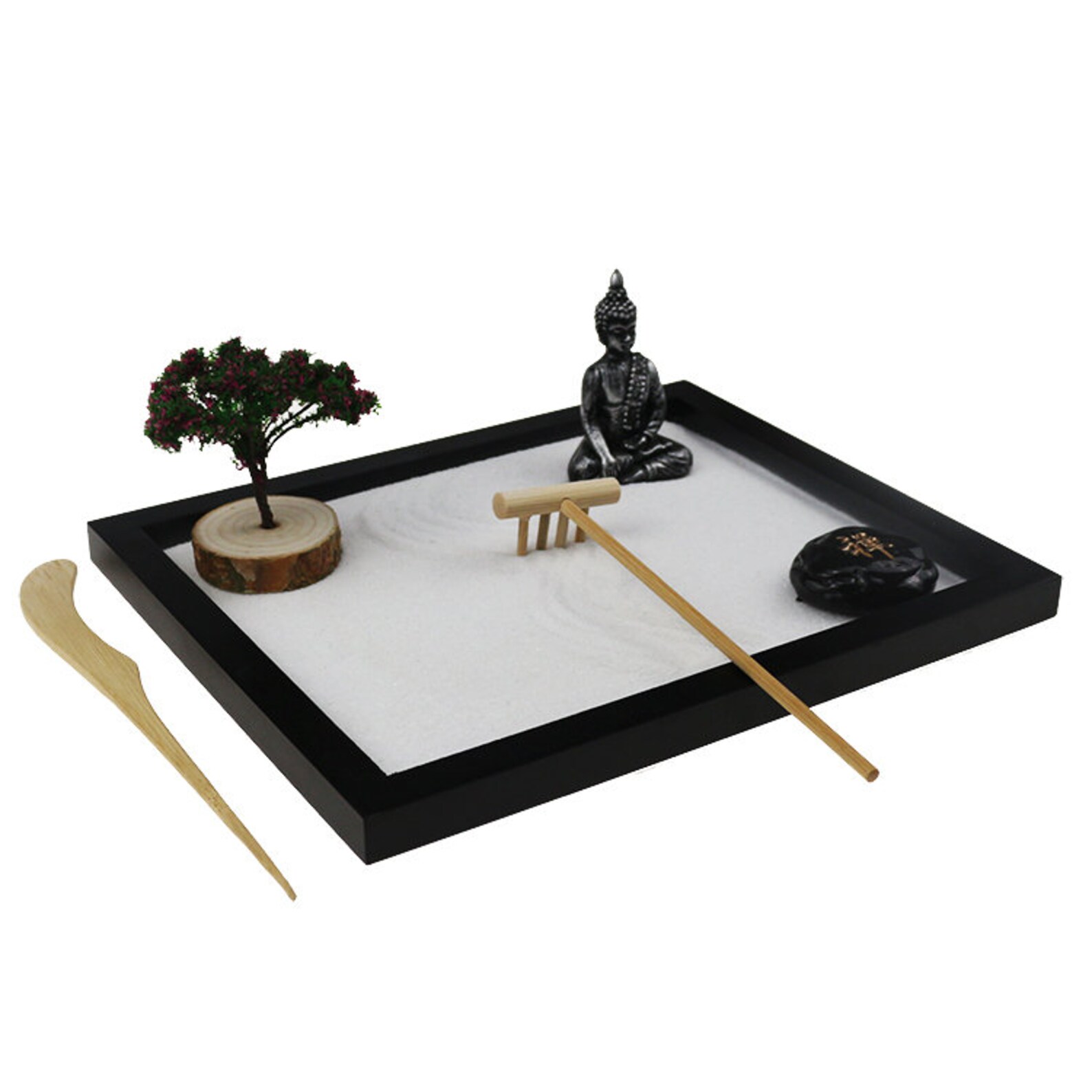 Japanese Zen Garden Black Tray with Buddha Statue Tree and Etsy