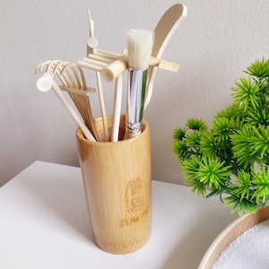 Japanese Mini Zen Garden Tools, Set of Six Items, Optional with a Bamboo Tools Holder