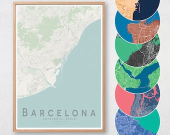 BARCELONA Karte Drucken | Spanien Karte Drucken | Wand-Kunst-Poster | Minimalistische Wand-Dekor-| Kostenloser Versand