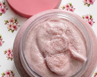 cherry blossom homemade exfoliating coconut oil body scrub