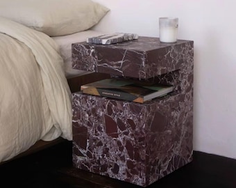 Mesa auxiliar de mármol Rosso Levanto