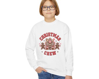 youth Gingerbread House Christmas Chew Crewneck Sweatshirt | Holiday Kids Sweatshirt