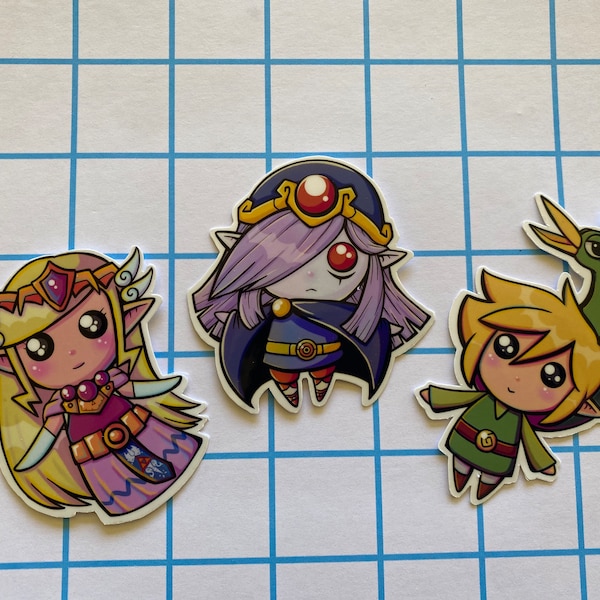 Legend of Zelda: Minish Cap | 2.5inch Vinyl Sticker Set | Zelda, Link & Ezlo, Vaati