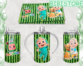 12 oz Straight Sided Kids Sippy Cup Cocomelon Digital Design PNG Sublimation Cocomelon Cocomelon Design,Sippy tumbler Kids Digital File