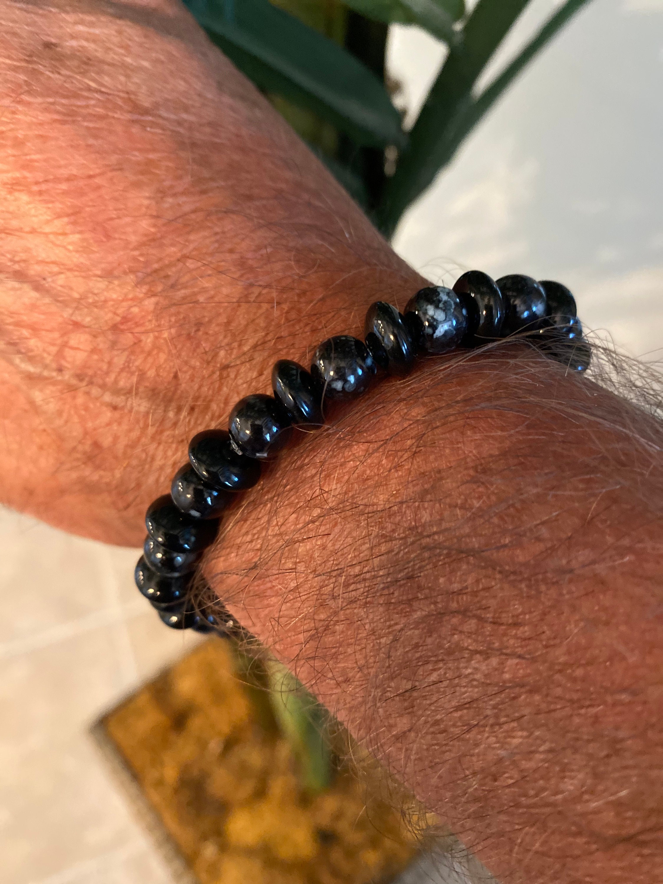 Stunning Mens Black Beaded Bracelet Etsy