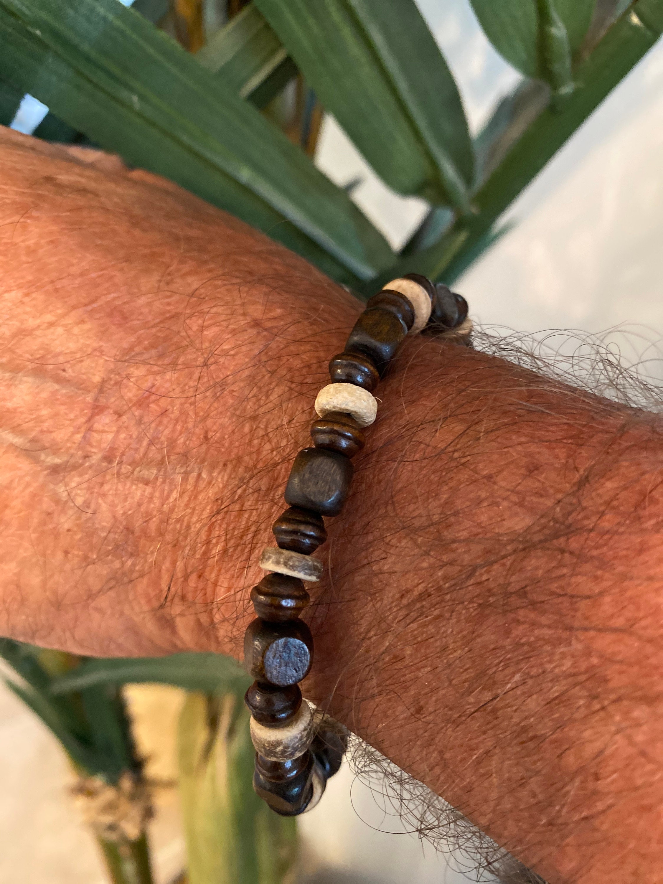 Mens Beautiful Beaded Bracelet in Waterproof Wood Beading Etsy