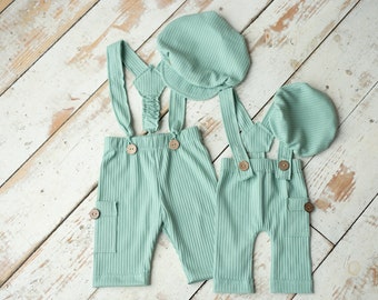 Newborn boy Romper and stylish hat,Photography props,Newborn Photo Props,Newborn Outfit for Boy, Newborn boy outfit,Baby boy photo prop,RTS!