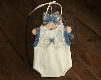 Newborn romper with Headband for newborn girls, Newborn Lace Romper, Newborn Outfit, Newborn Girl Outfit,Baby shower gift,Coming home outfit