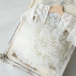 White lace romper for newborn girl photography outfit,Newborn Romper,Newborn Outfit,Newborn romper with Headband,Newborn Photography Prop