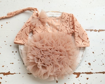 Newborn lace romper for baby girl photography outfit,Newborn Romper,Newborn Outfit,Newborn romper with Headband,Coming Home Outfit