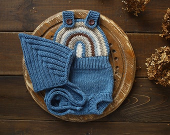 Newborn Knit romper,Newborn Knited set,Newborn Hat,Newborn outfit,Newborn cap,Newborn photography,Pregnancy gift,Knitted newborn photo props