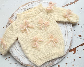 Newborn Knitted Baby Chunky Sweater,Newborn Coming Home Outfit,Newborn props,Pregnancy gift,Knitted newborn photo props,Baby shower gift
