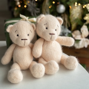 Newborn Knit Teddy Bear,Newborn Photo Props,Baby Bear Crochet Toy,Boucle Knitted Teddy Bear Toy for Newborn Photography Prop