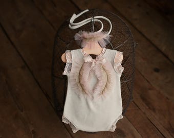Newborn romper & Headband baby girls,Newborn photo outfit girl,Newborn Outfit,Newborn Photography Props,Pregnancy gift,Baby shower gift