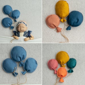Globos de lino para recién nacidos, juguetes, juego de accesorios de fotografía para recién nacidos, decoración con globos para recién nacidos, accesorios de nubes para recién nacidos, pequeños accesorios de globos de lino, ¡RTS!