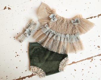 Newborn photo outfit girl,Newborn Lace Tunic Diapercover,Headband,Newborn Outfit,Newborn Photography Props,Newborn Photo Prop,Pregnancy gift