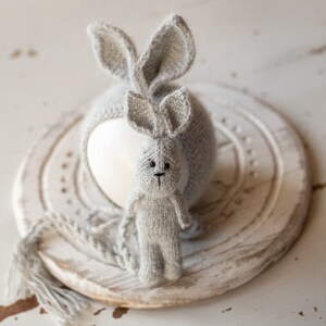 Newborn Knitted Bunny Photography Props,Newborn Bunny Hat,Newborn Knit Bunny Toy,Baby Rabbit Knitted Toy,Newborn Photography Prop