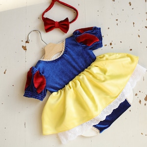 Snow White Princess Dress newborn girl photoshoot outfit,Snow White Toddler newborn girl Costume,Snow White dress with headband photo prop.