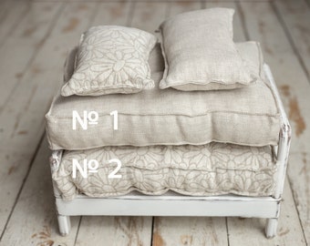 Newborn linen Posing Bed and Pillow, Newborn Floor Poser Pillow, Newborn Bedding Prop, Newborn Photography Props Bed, Newborn Posing Pillow