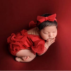 Outfit romper newborn girl & headband,Newborn Girl Outfit,Newborn Photography Props,Newborn baby gift,Pregnancy gift,Newborn Photo Prop image 1