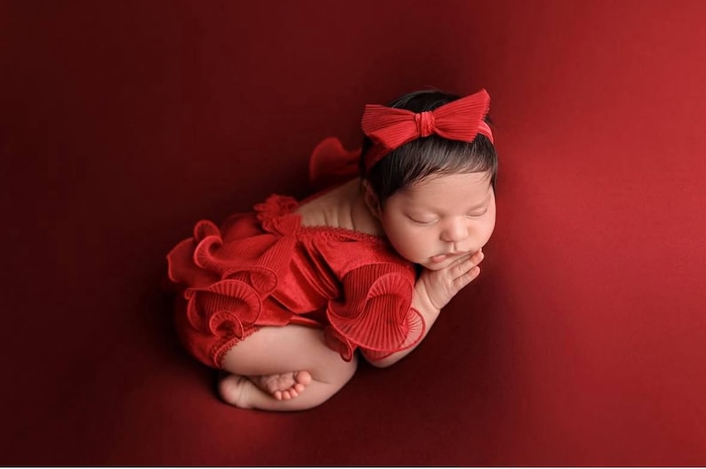 Outfit romper newborn girl & headband,Newborn Girl Outfit,Newborn Photography Props,Newborn baby gift,Pregnancy gift,Newborn Photo Prop image 1