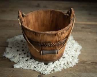 Newborn wood bucket,Newborn bucket,Newborn bowl,Newborn wooden bowl,Carved Wooden bucket,Newborn photography,Newborn photo prop