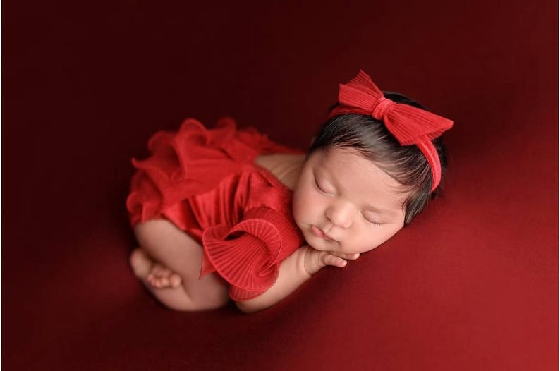Outfit romper newborn girl & headband,Newborn Girl Outfit,Newborn Photography Props,Newborn baby gift,Pregnancy gift,Newborn Photo Prop image 3