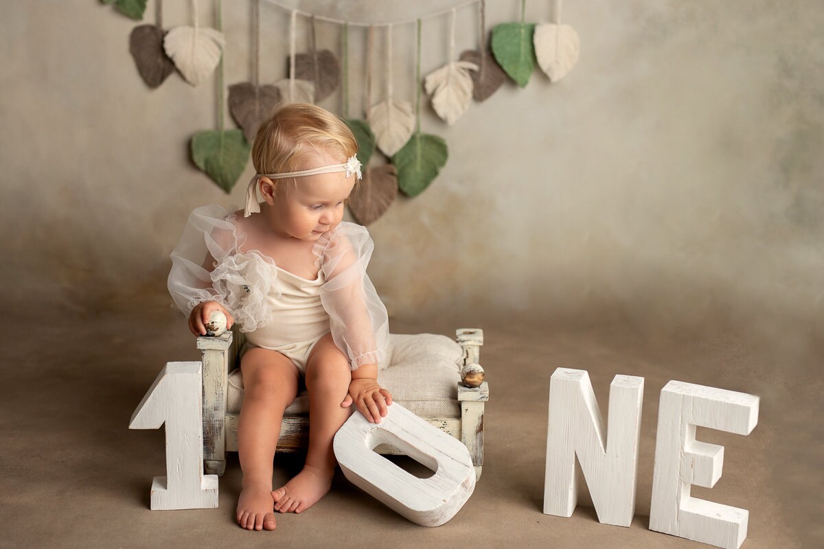 One Sign First Birthday Decorations, Wooden White One Photo Prop for 1st Boy or Girl Birthday Party Banner Wall Décor Backdrop